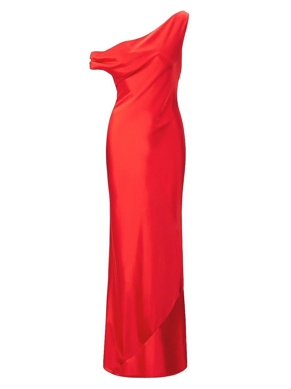 Womens Ashanti Satin One-Shoulder Gown Product Image