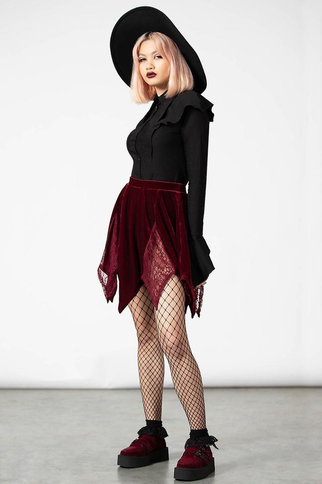 Lester Velvet Mini Skirt [BLOOD] Female Product Image