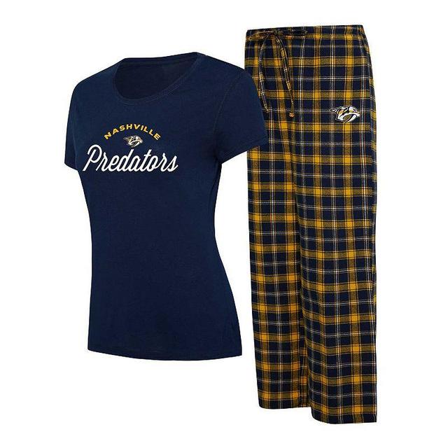 Womens Concepts Sport Navy/Gold Nashville Predators Arctic T-Shirt & Pajama Pants Sleep Set Pdt Blue Product Image