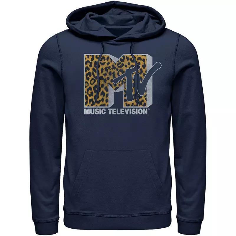 Mens MTV Logo Cheetah Print Hoodie Blue Product Image