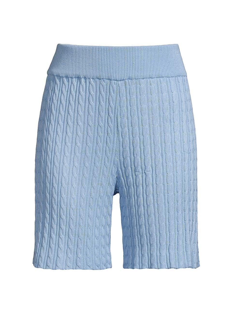 Womens Pull-On Soft Cable Knit Shorts - Blue - Size Small - Blue - Size Small Product Image