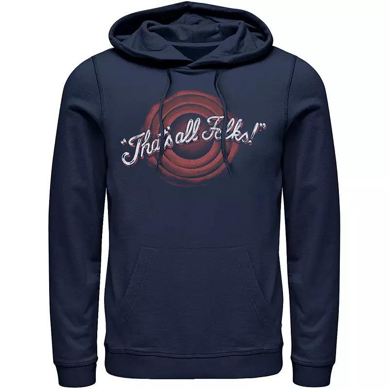 Mens Looney Tunes Thats All Folks Hoodie Blue Product Image