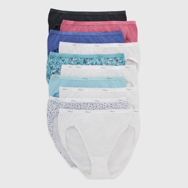 Hanes Womens 10pk Cotton Hi-Cut Briefs - Colors and Patterns May Vary Product Image