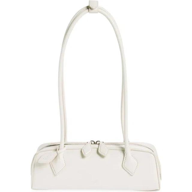 Le Teckel Small White Leather Bag In Ivoire Product Image