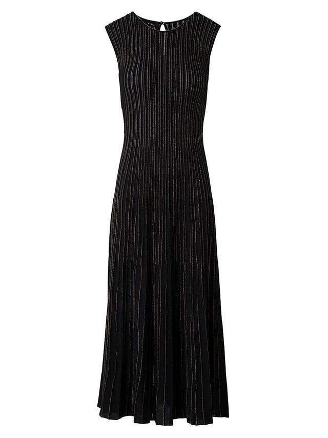 Womens Metallic Rib-Knit Sleeveless Midi-Dress Product Image