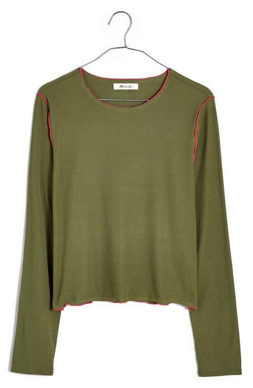 Madewell Purl Merrow Ls Crop Tee (Dark Oat) Women's Clothing Product Image