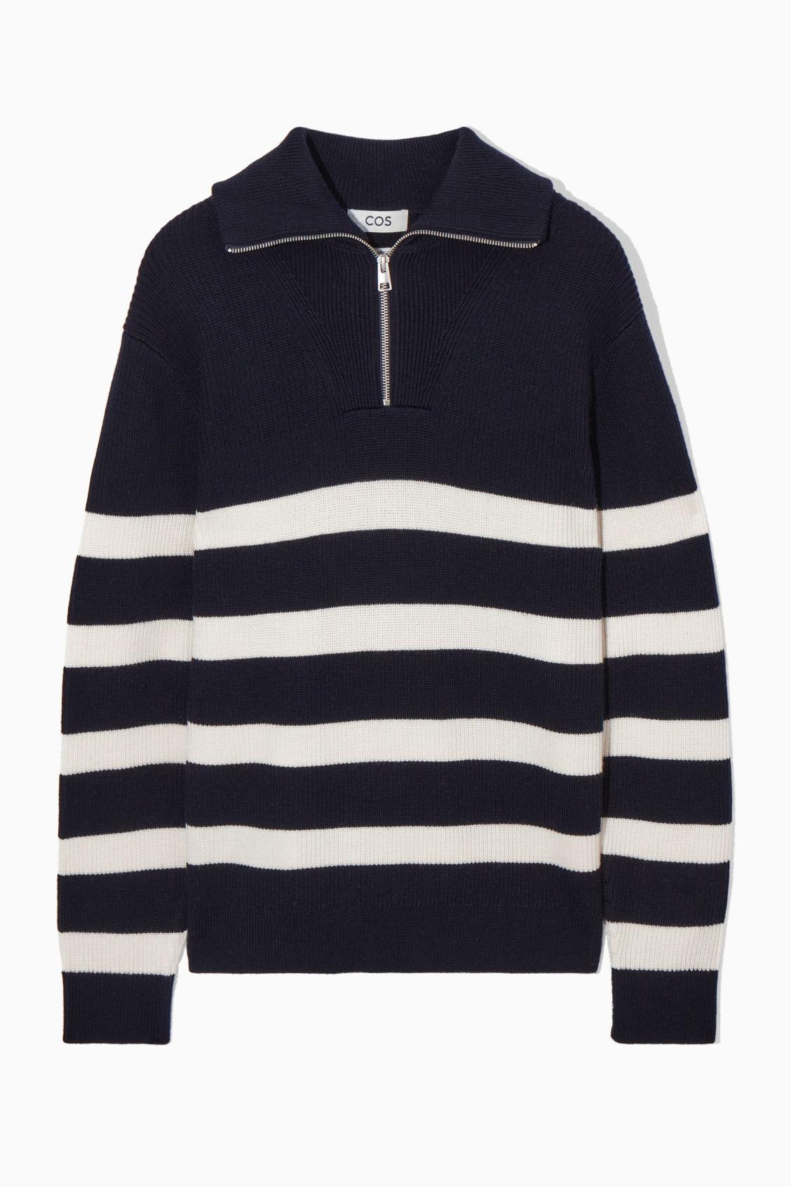 WOOL AND COTTON-BLEND HALF-ZIP SWEATER Product Image