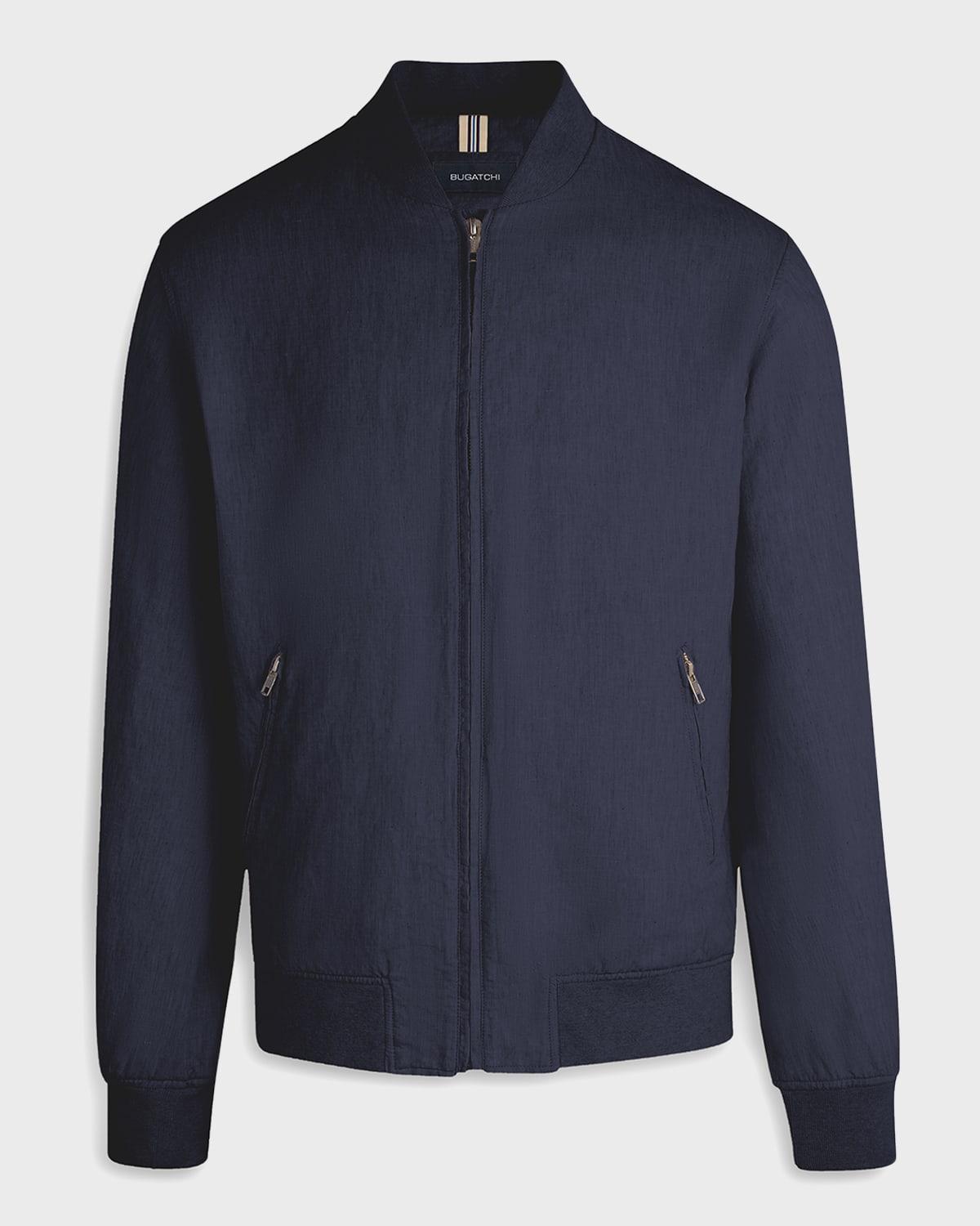 Mens Solid Full-Zip Bomber Jacket Product Image