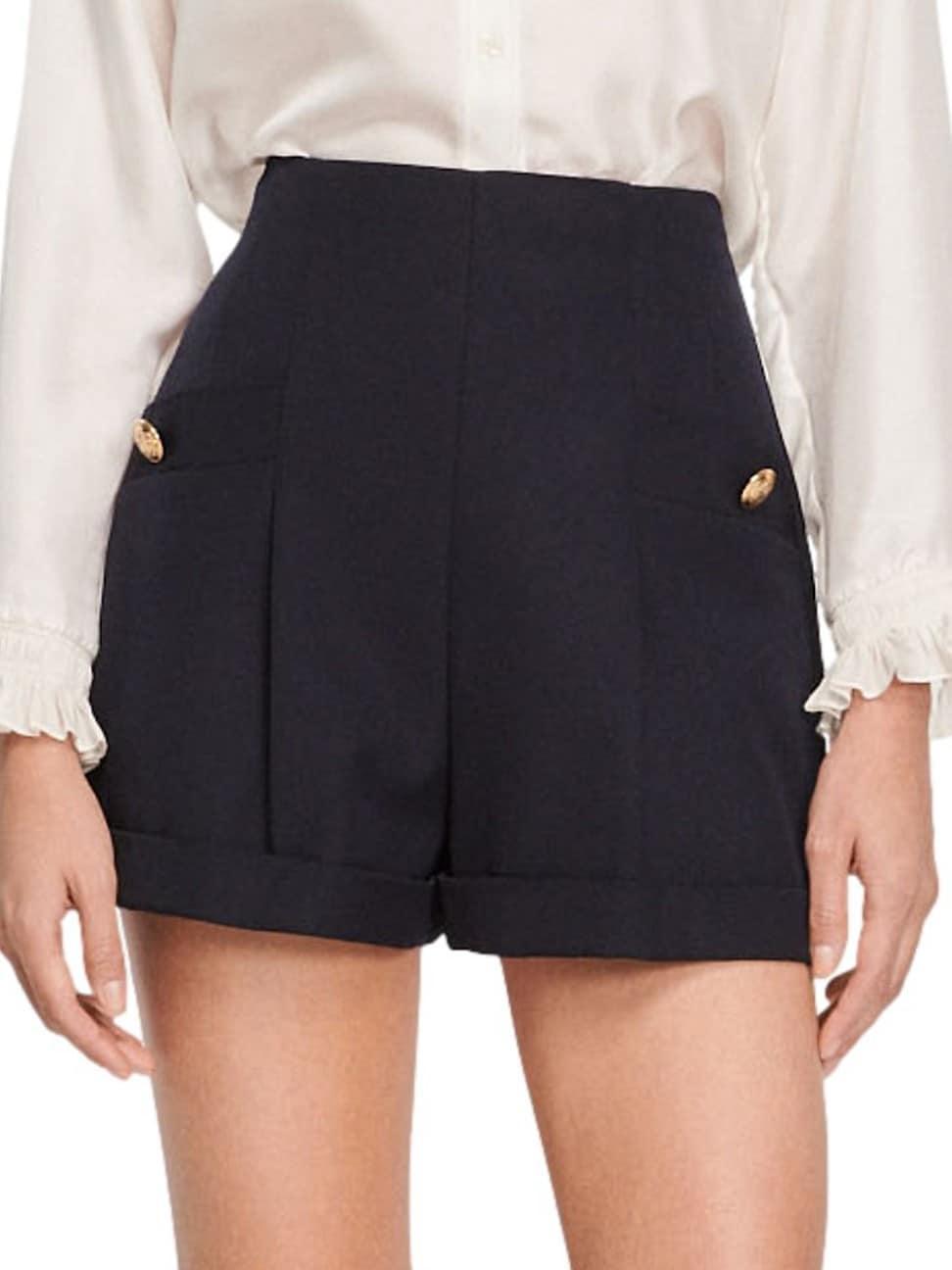 Womens High-Waisted Shorts with Buttons Product Image