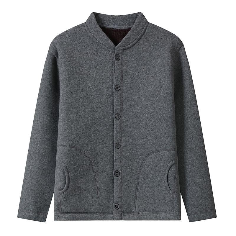 Plain Button Bomber Jacket Product Image