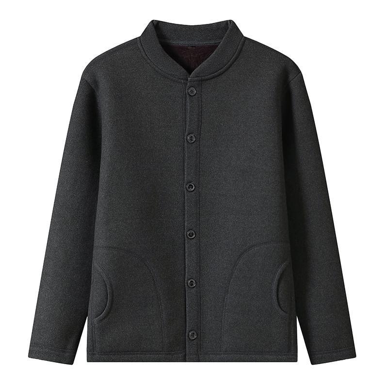 Plain Button Bomber Jacket Product Image