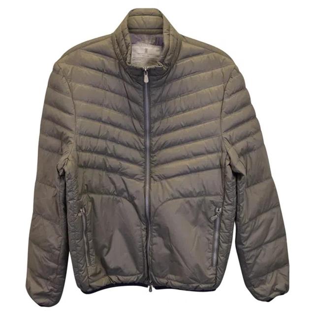 Quilted Down Jacket In Grey Nylon In Green Product Image