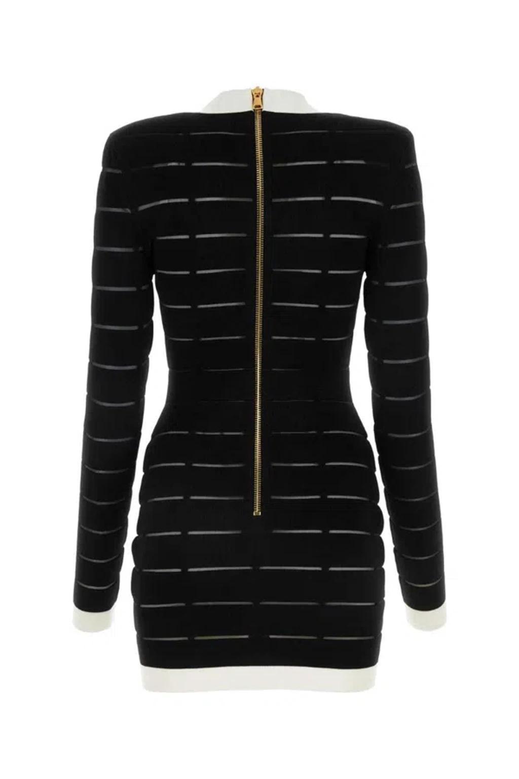 BALMAIN Button-embellishment Knitted Mini Dress In Black Product Image