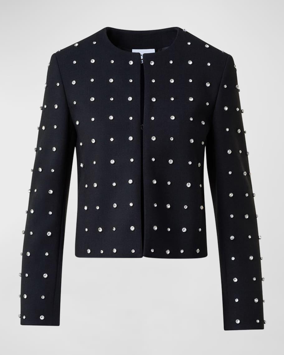 Diamond Studded Stretch Wool Crepe Jacket Product Image