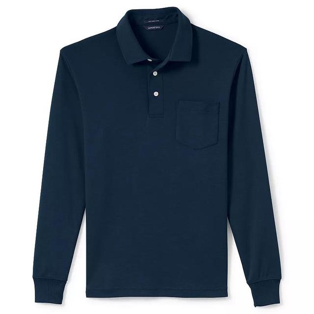 Big & Tall Lands End Classic-Fit Super Soft Supima Pocket Polo, Mens Radiant Blue Product Image