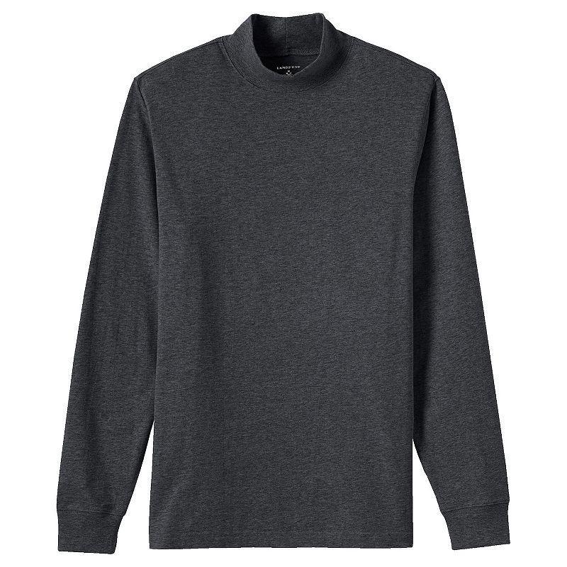 Mens Lands End Super-T Mock Turtleneck Dark Grey Heather Product Image