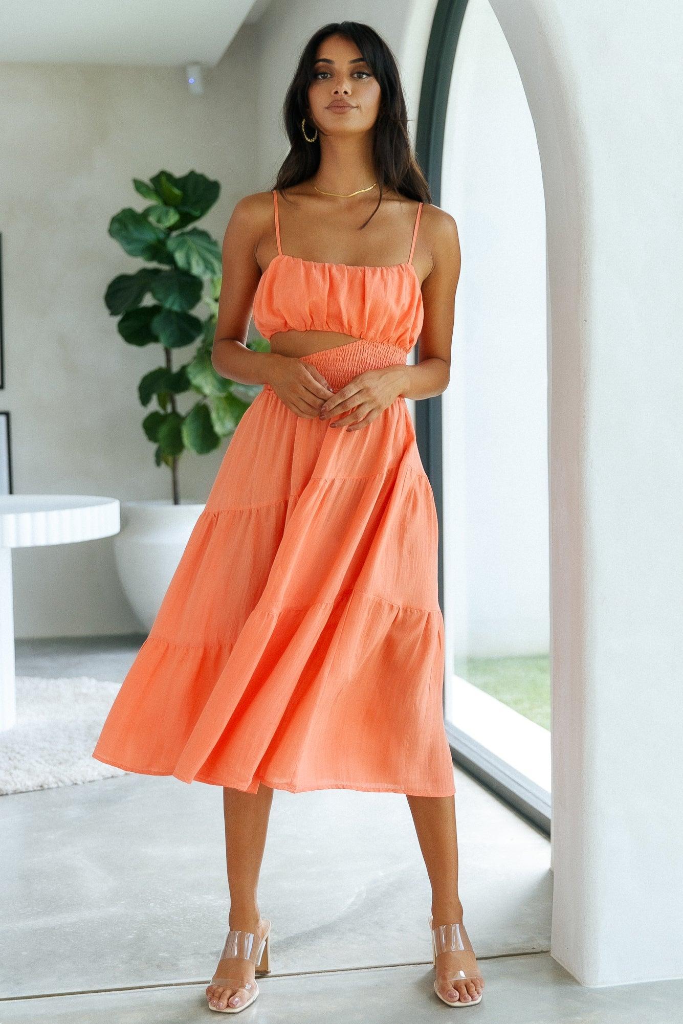 Get Lost In Your Eyes Midi Dress Orange Product Image