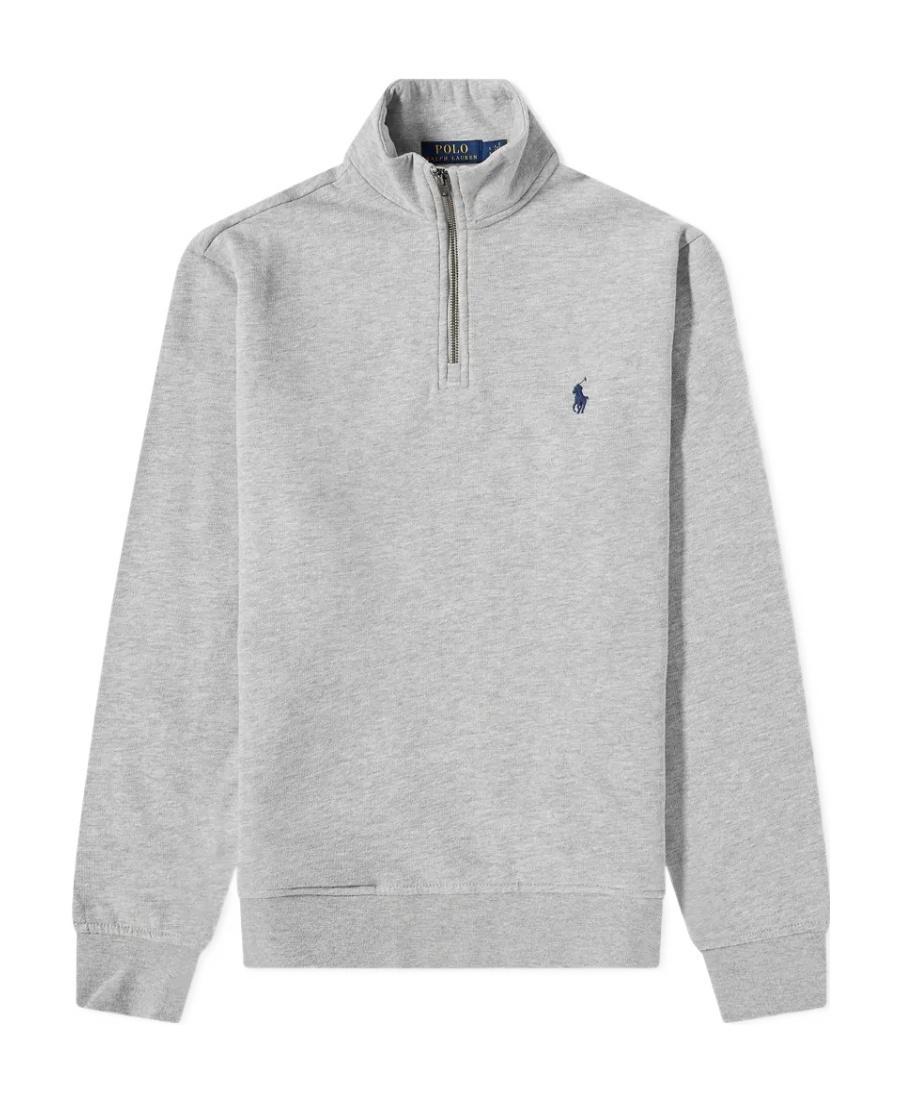 POLO RALPH LAUREN Logo Half-zip Cotton Jumper In Grey Product Image