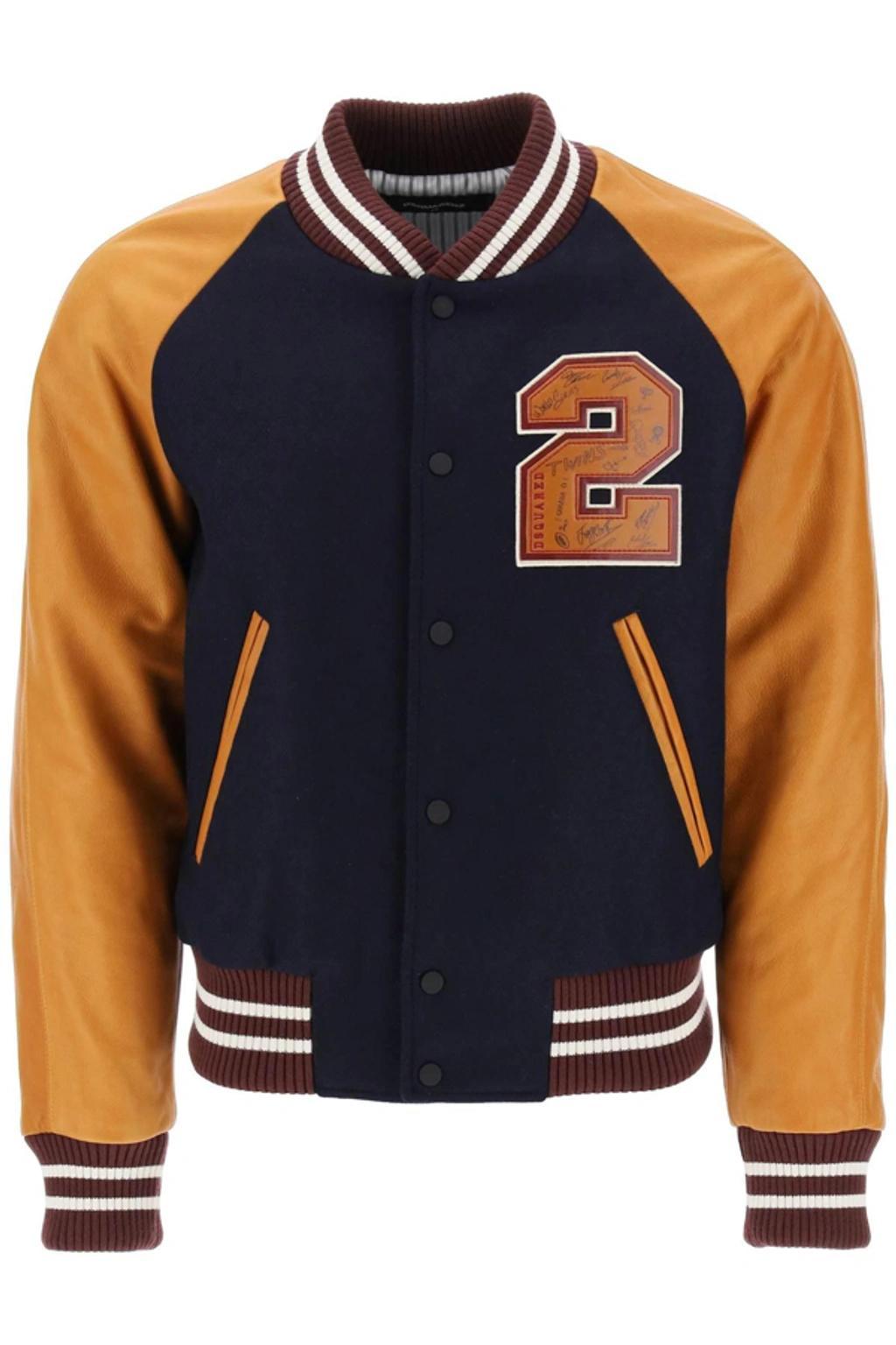 DSQUARED2 Wool-blend Varsity Jacket In Navy Blue Product Image