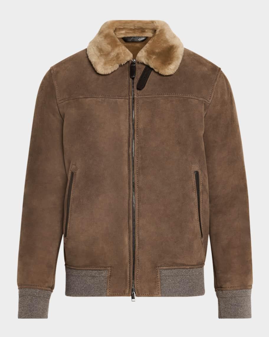 Men's Shearling Bomber Jacket Product Image