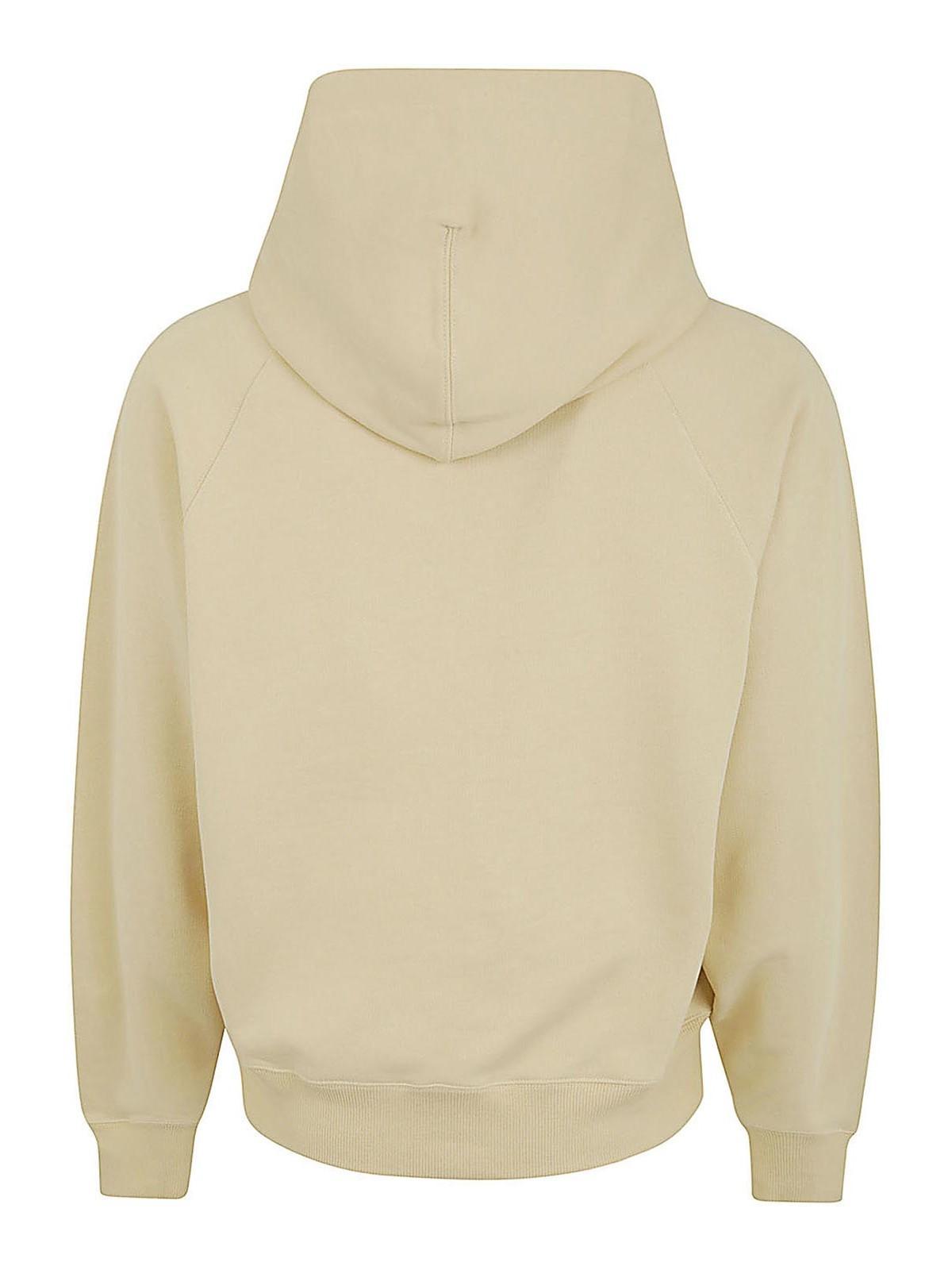 Ami Paris Logo Patch Drawstring Hoodie In White Product Image