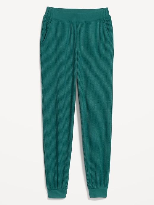 High-Waisted Waffle Lounge Joggers Product Image