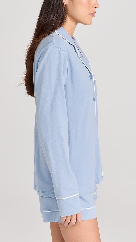 Petite Plume Pima Cotton Periwinkle Long Sleeve PJ Set | Shopbop Product Image