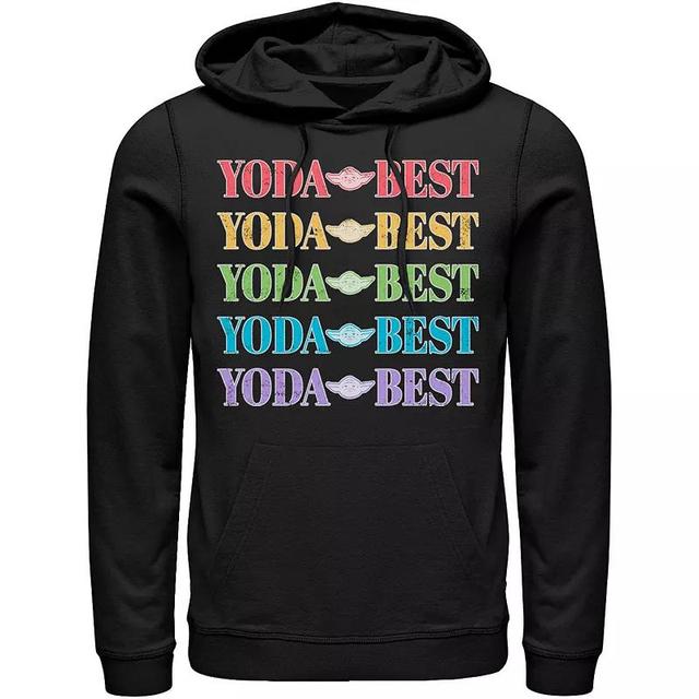 Mens Star Wars Pride Yoda Best Rainbow Text Stack Hoodie Blue Product Image