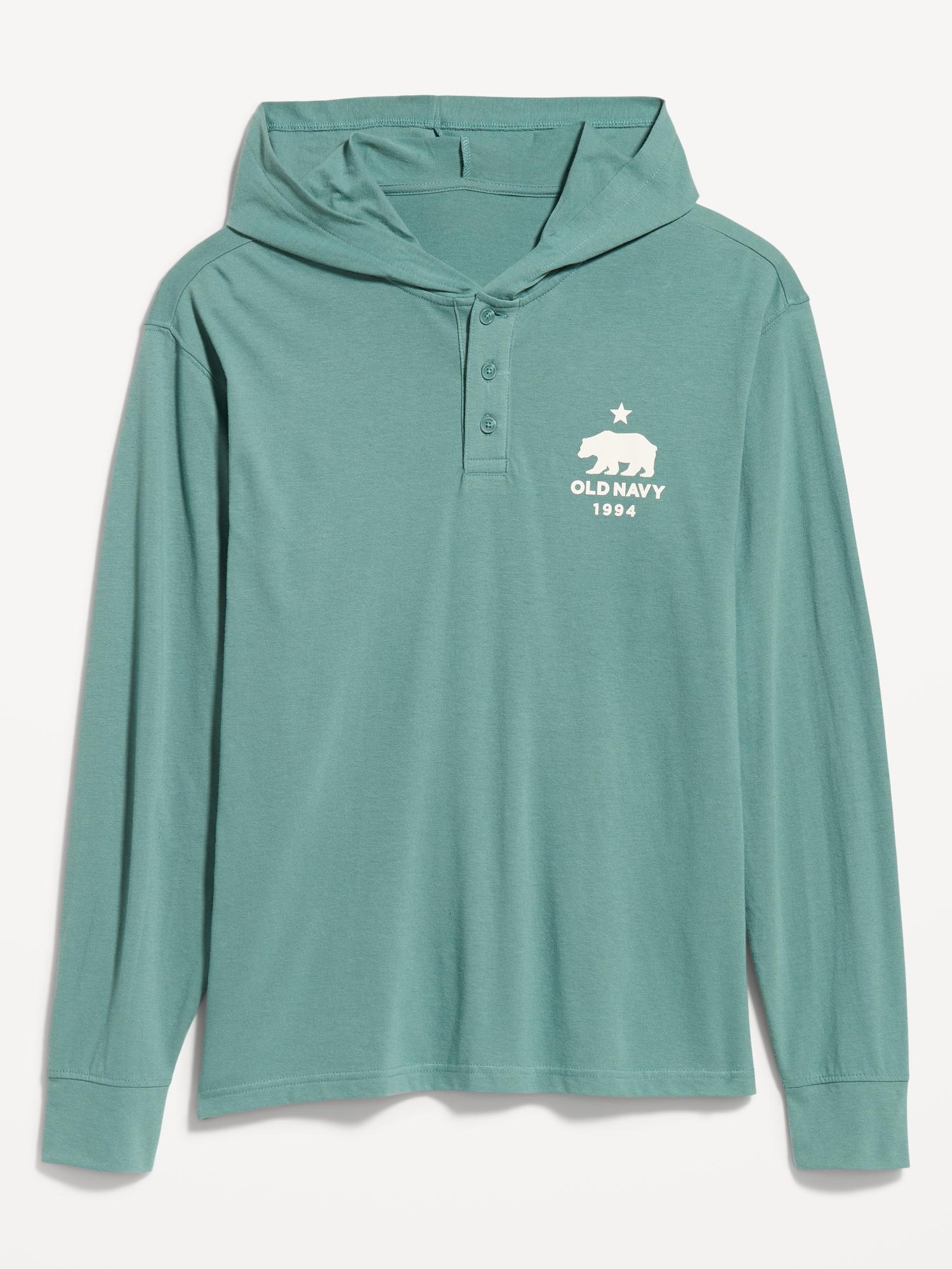 Lightweight Logo Henley Hoodie Product Image