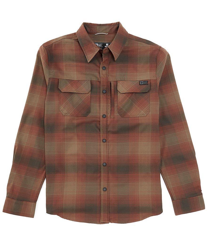 Salty Crew Long Sleeve Fathom Yarn-Dyed Dark Plaid Tech Flannel Woven Shirt Product Image