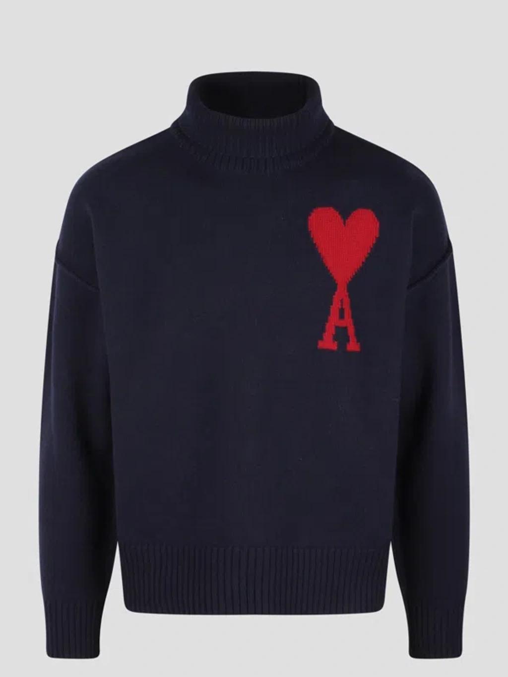 AMI ALEXANDRE MATTIUSSI Ami De Coeur Wool Jumper In Black Product Image