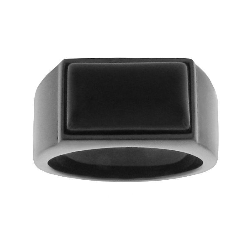 Belk & Co Men's Stainless Steel And Black Agate Ring, 10 Product Image