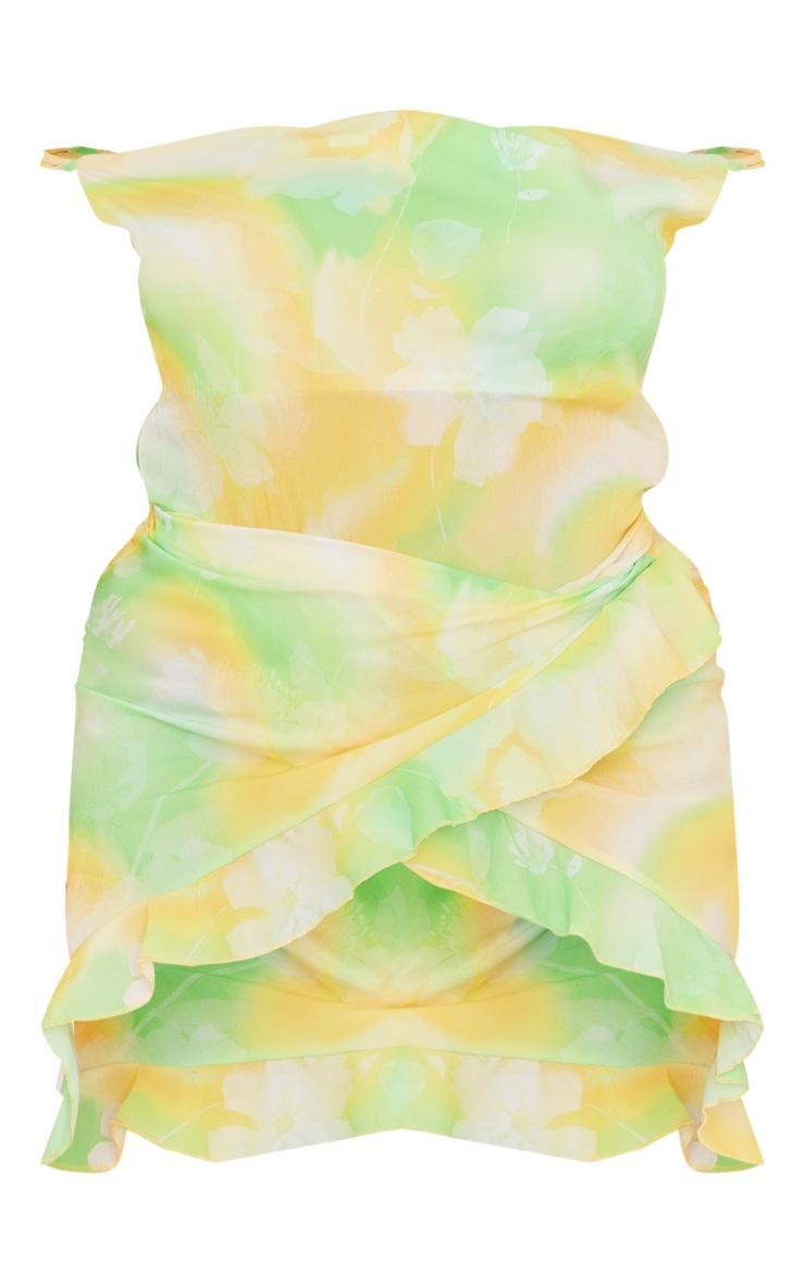 Plus Green Abstract Ruffle Detail Midi Dress Product Image