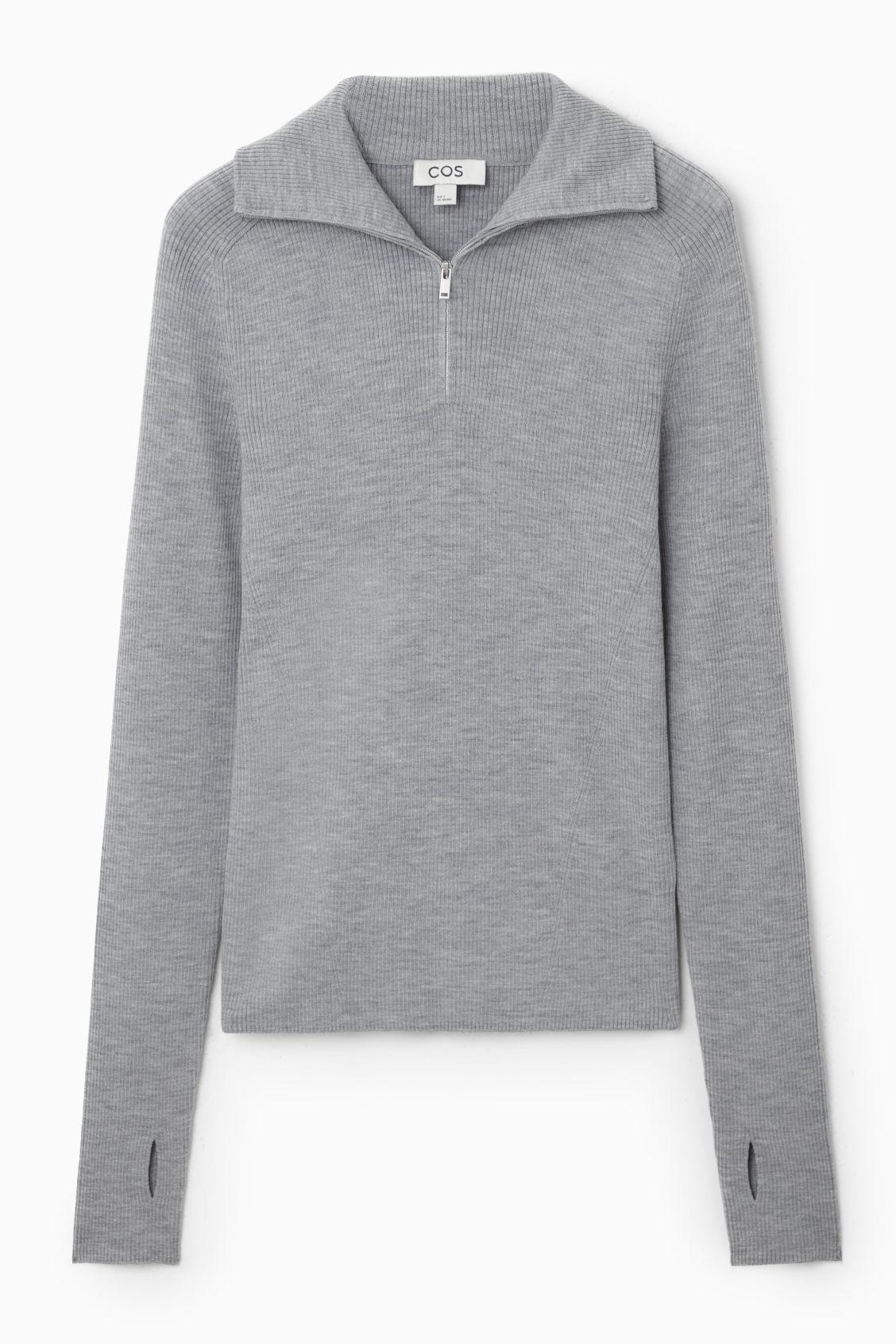 RIBBED WOOL HALF-ZIP TOP Product Image