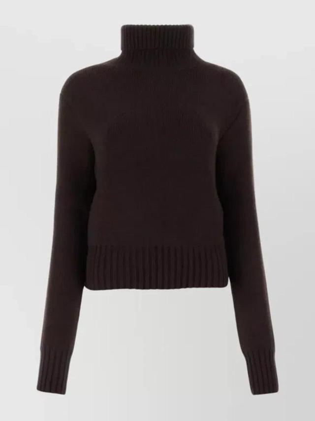 KHAITE Lanzino Cashmere Turtleneck Sweater In Brown Product Image