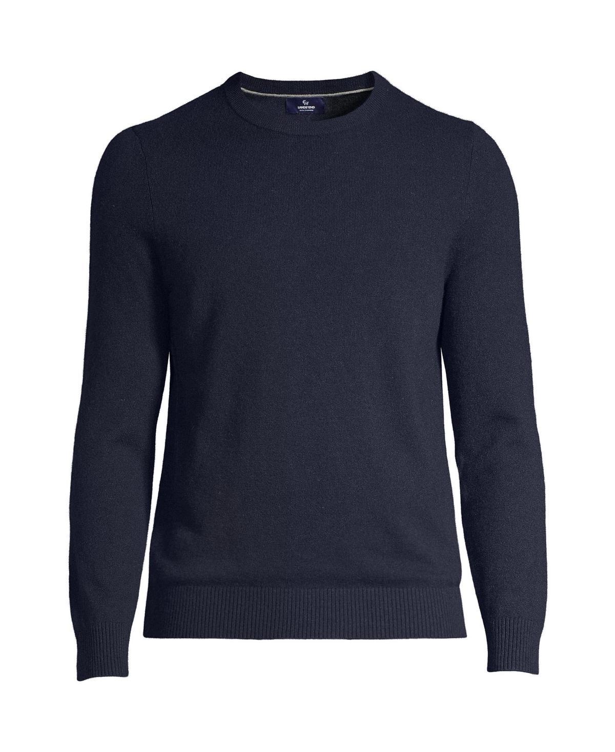 Mens Lands End Fine-Gauge Cashmere Crewneck Sweater Mulled Wine Grey Product Image