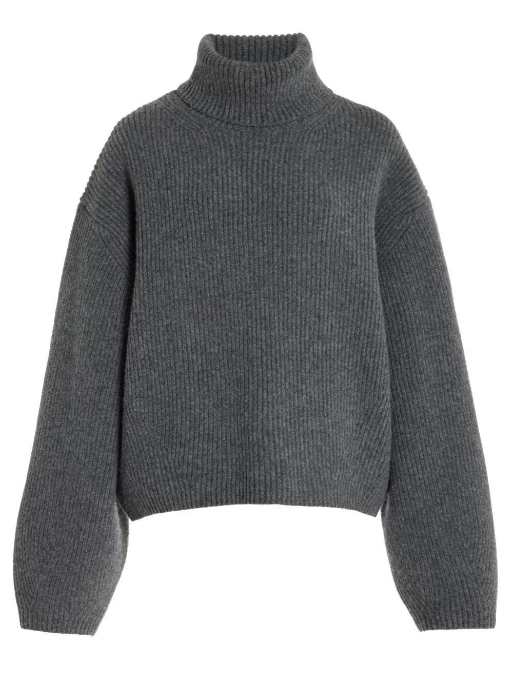 Ribbed Turtleneck In Grey Product Image