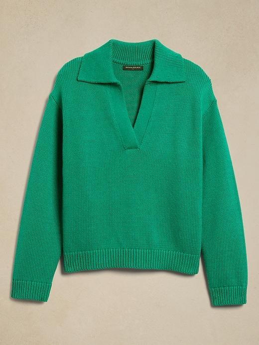 Textured Johnny-Collar Sweater Product Image