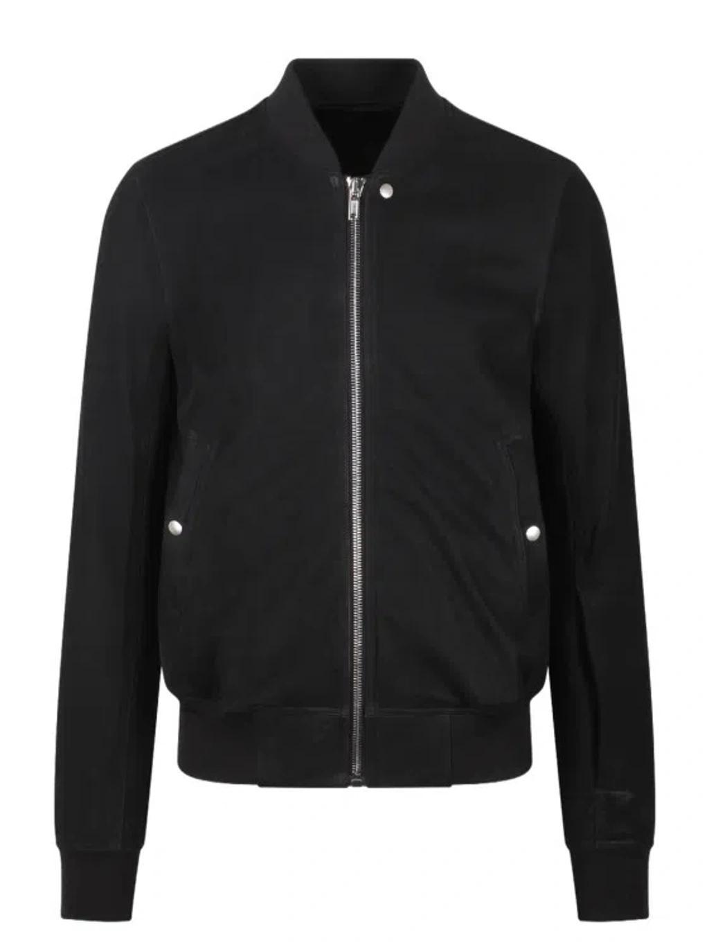 Black Classic Flight Leather Jacket Product Image