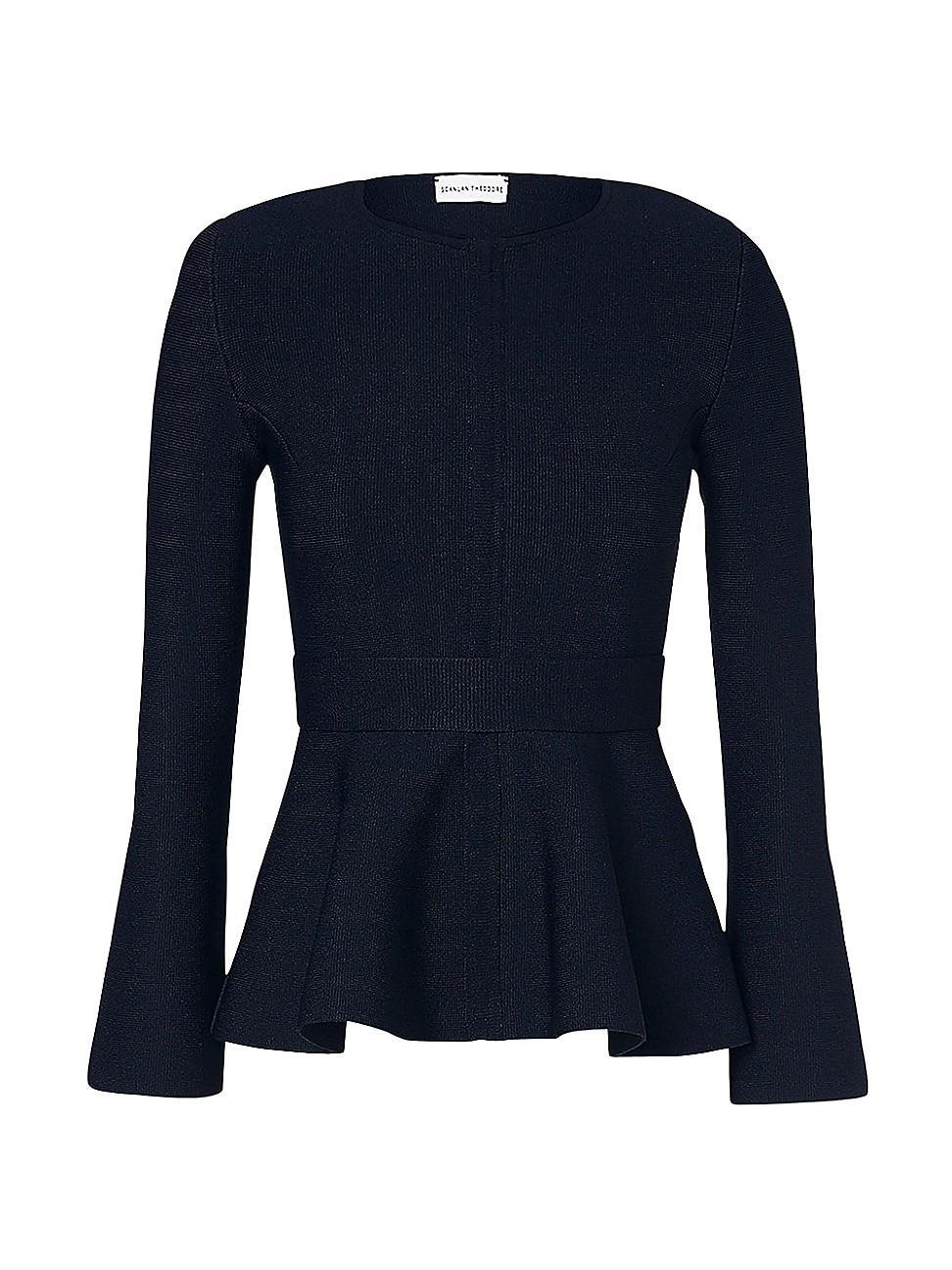 Womens Crepe Knit Ruffle Jacket Product Image