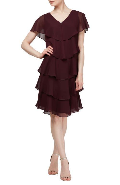 SL FASHIONS Georgette Ruffle Tiered Dress Product Image