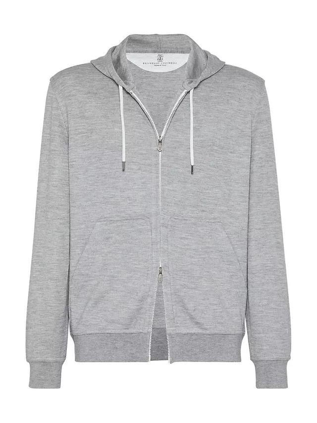 Cashmere and Silk French Terry Hooded Sweatshirt with Zipper Product Image