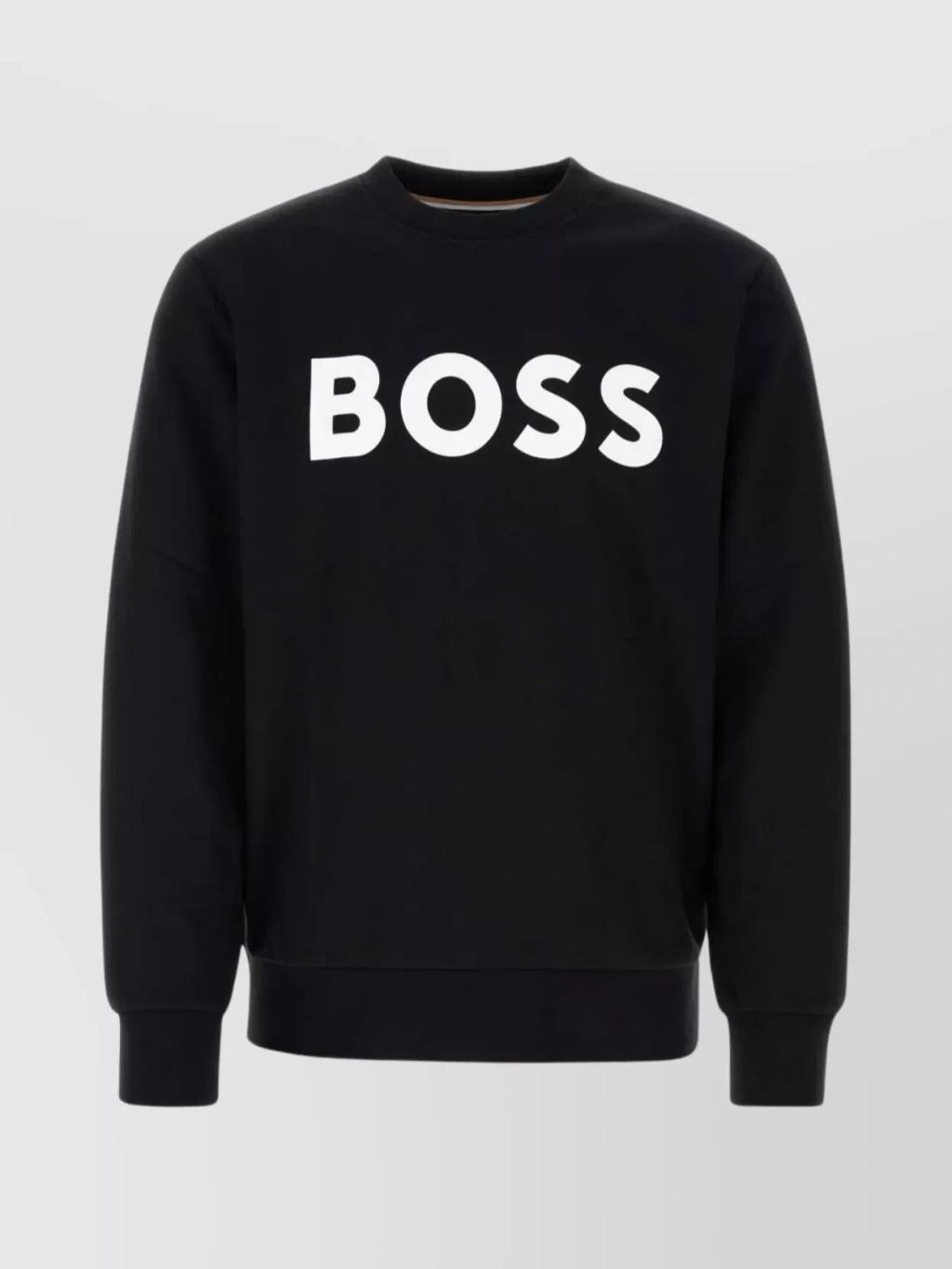 HUGO BOSS Classic Ribbed Crew Neck Sweater In Black Product Image