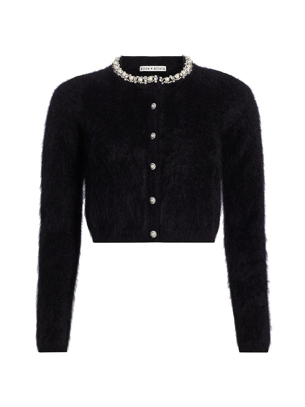 Womens Greyson Embellished Cashmere Crop Cardigan product image