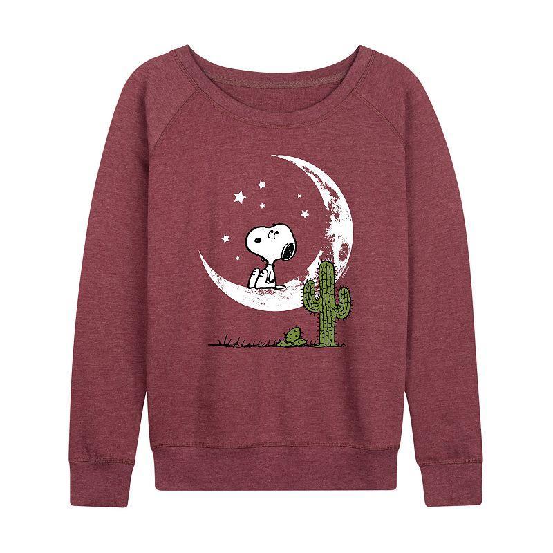 Womens Peanuts Snoopy Desert On Moon Lightweight French Terry Sweatshirt, Girls Grey Indigo Product Image