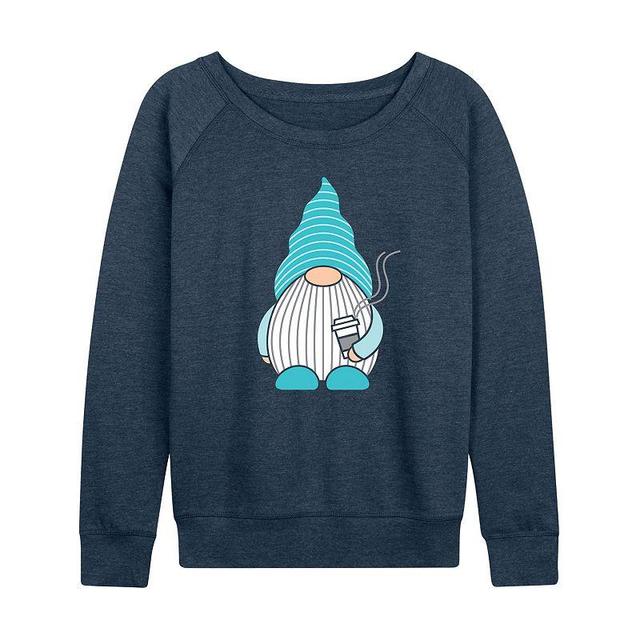 Womens Gnome With Coffee Slouchy Graphic Sweatshirt Blue Product Image