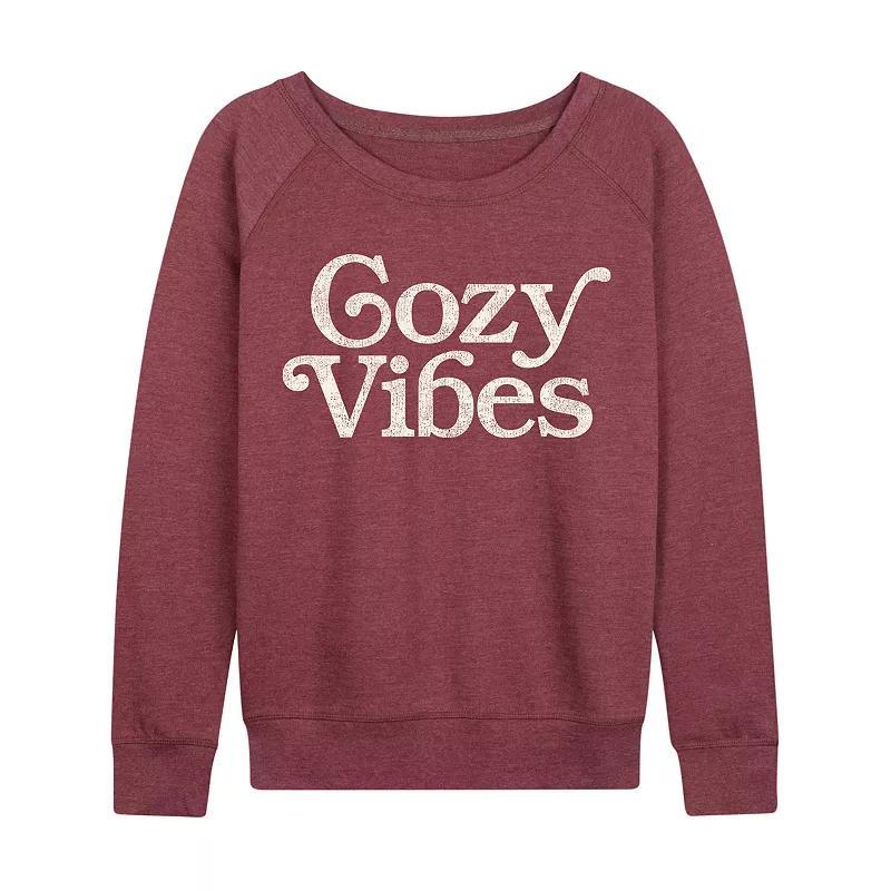 Plus Size Cozy Vibes Lightweight French Terry Sweatshirt, Womens Grey Maroon Product Image