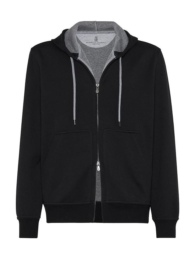 Mens French Terry Double Cloth Hooded Sweatshirt with Zipper Product Image