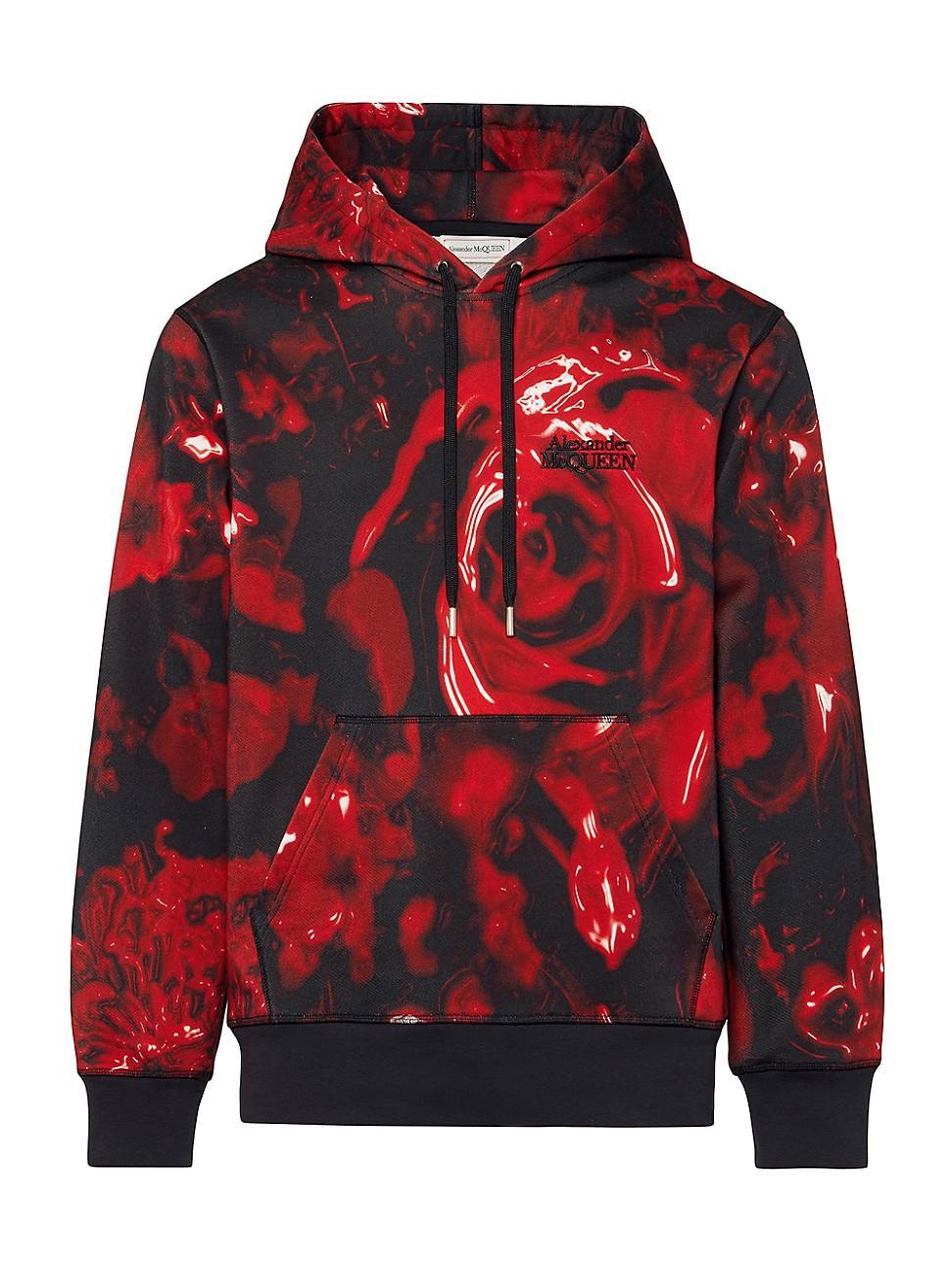 Mens Rose-Print Cotton Logo Hoodie Product Image