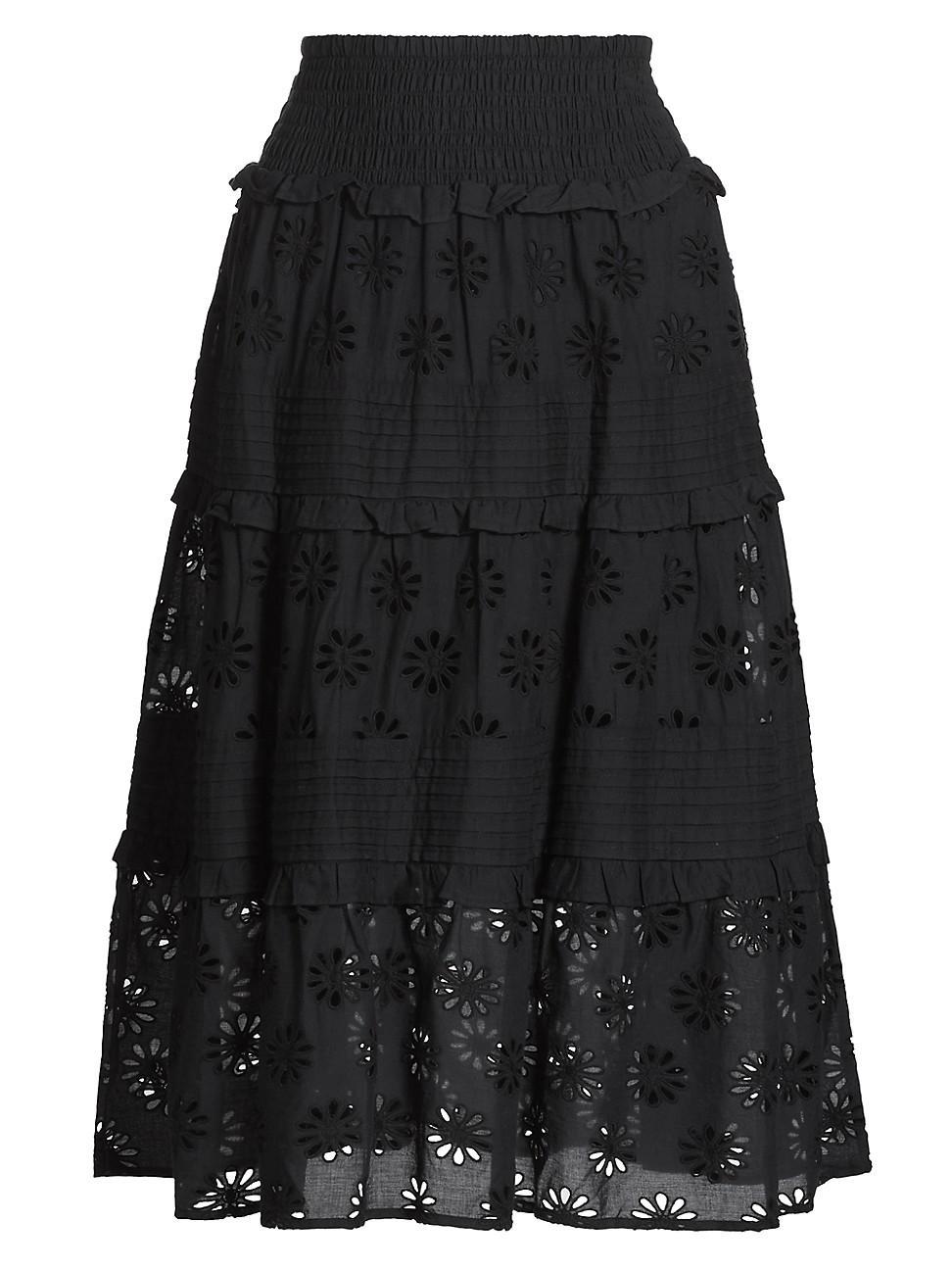 Womens Gail Embroidered Cotton Midi-Skirt Product Image